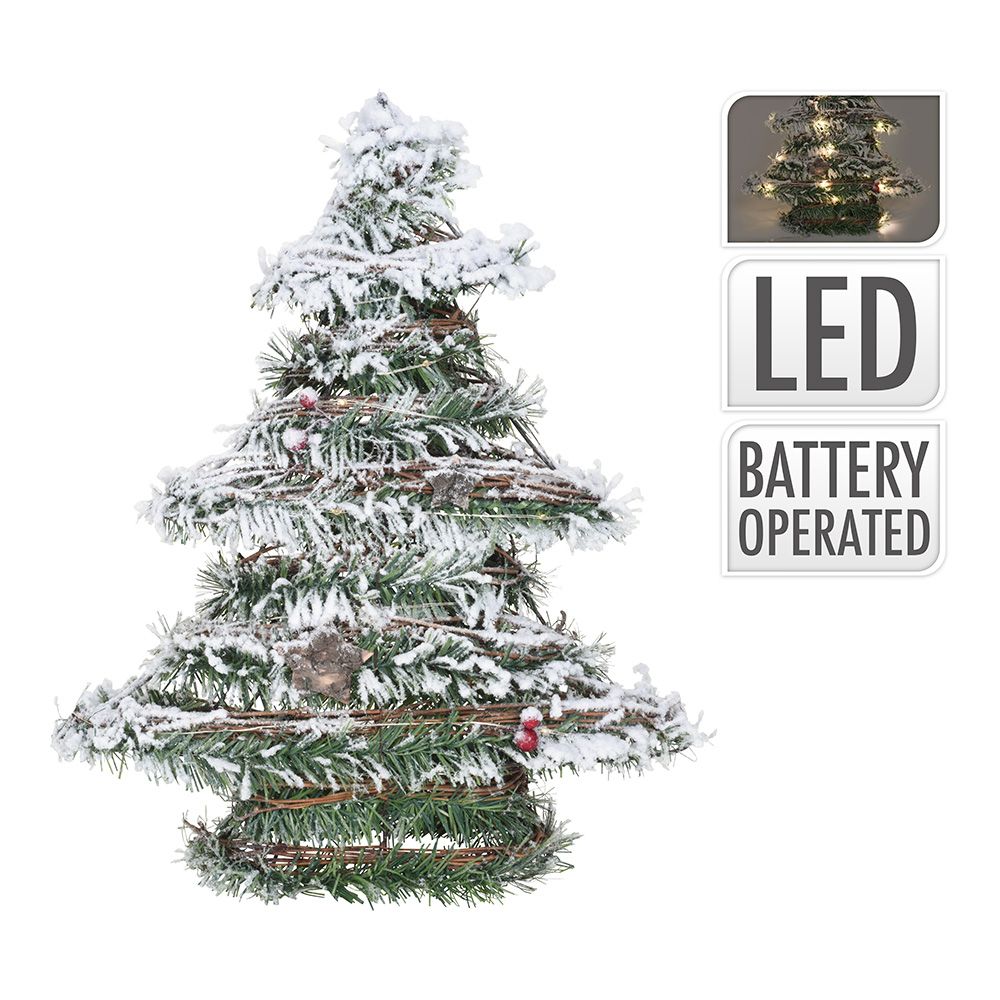 Árvore de natal de rattan com leds 40 cm