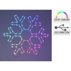 Ornamento de floco de neve LED 50 x 43 cm, RGB, 90 LEDs, conexão USB.