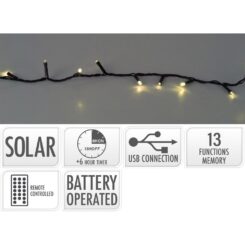 Guirlanda solar recarregável LED, 480 leds, multifunção, LUZ quente, exterior, 21,6 m