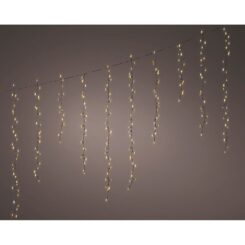 Cortina multifunción, exterior, blanco cálido, 256 leds, 375 x 60 cm