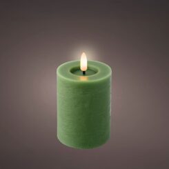 Vela de cera LED, cor verde, acabamento rústico, ø7 x 11,2 cm
