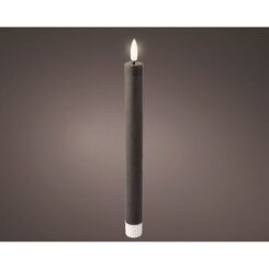 Vela de cera LED com efeito chama cinza, ø2 x 24,5 cm, 2 peças