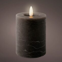 Vela de cera LED, cinza antracite, superfície rústica, ø7 x 11,2 cm