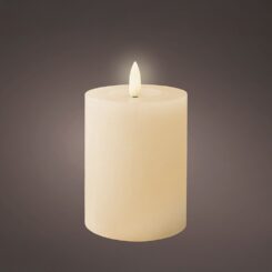 Vela de cera LED, cor bege, acabamento rústico ø7 x 11,2 cm