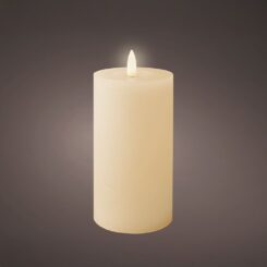 Vela de cera LED, cor bege, acabamento rústico ø7 x 15 cm