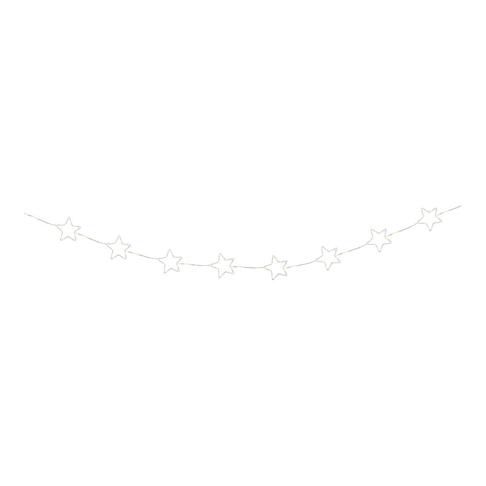 Cordão de luzes LED para exterior com estrelas, LUZ quente, intermitente, 150 leds, cabo prateado, 2,15 m