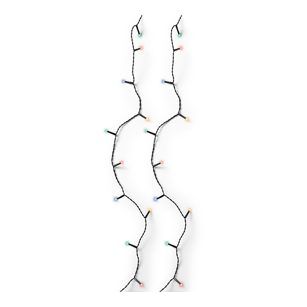 Cordão de luzes LED multifuncionais para exterior, 8 funções, 180 leds, multicolorido, cabo preto, 13,5 m