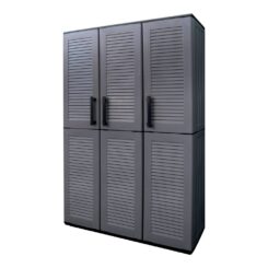 Armario alto con estantes y portaescobas línea easy de polipropileno gris oscuro 102 x 37 x 163 cm