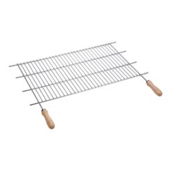 Grelha em aço zincado com cabos de madeira para churrasco 100 x 40 cm