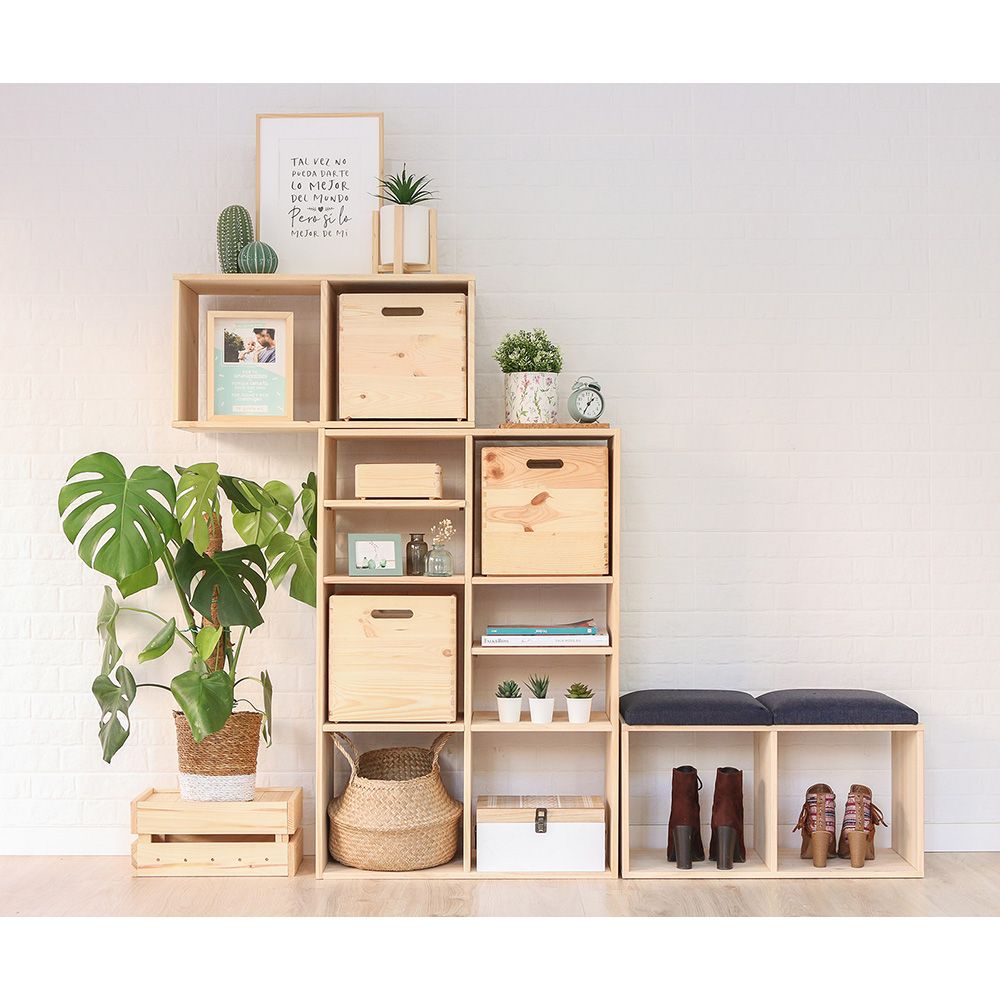 Estante modular com 2X2 cubos dinamic pinho maciço 70,8x70,8x33cm astigarraga - Image 3