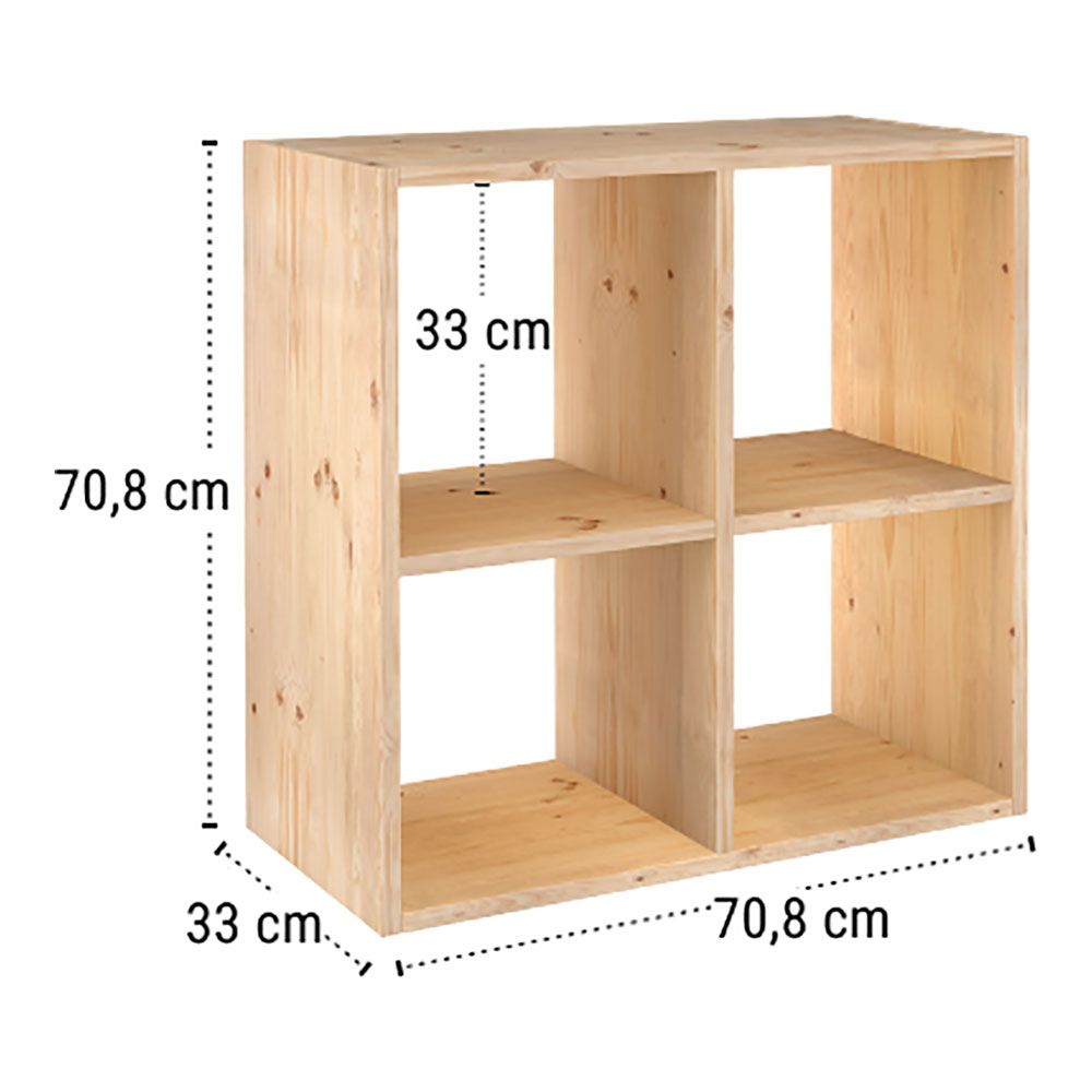 Estante modular com 2X2 cubos dinamic pinho maciço 70,8x70,8x33cm astigarraga - Image 4