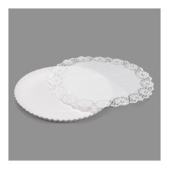 Bandeja redonda com guardanapo branco ø25 cm, 2 unidades