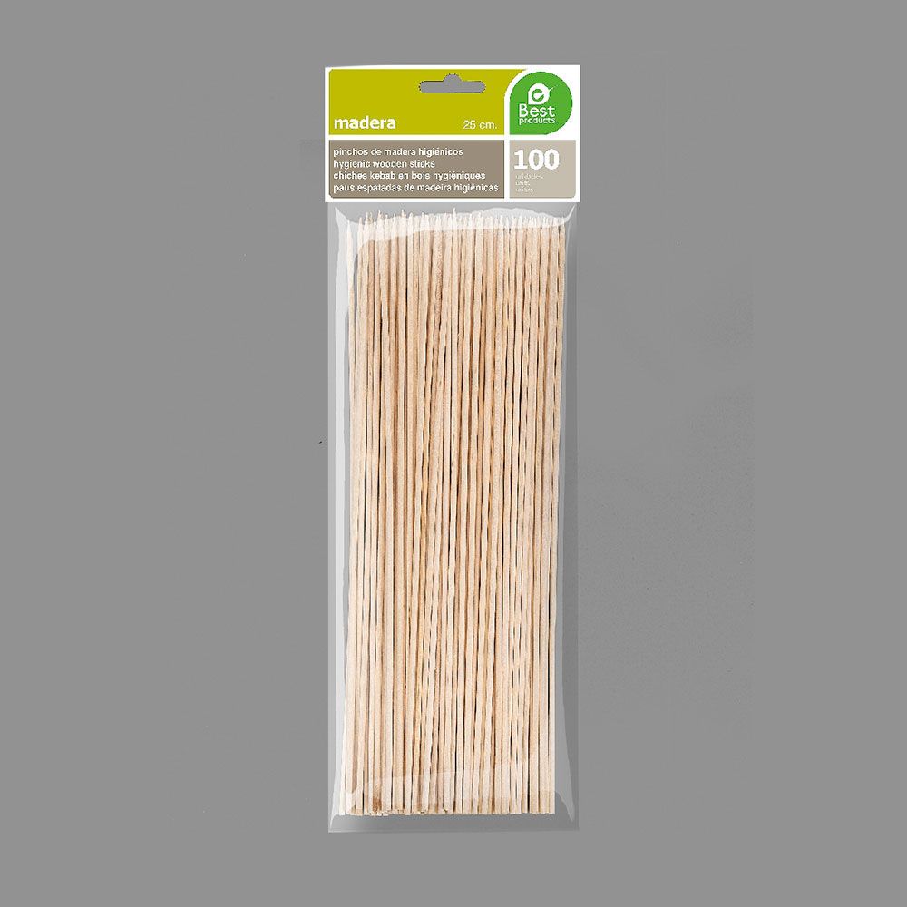 Espetos de madeira higiênicos, 2 x 250 mm, blister 100 UDS - Image 2