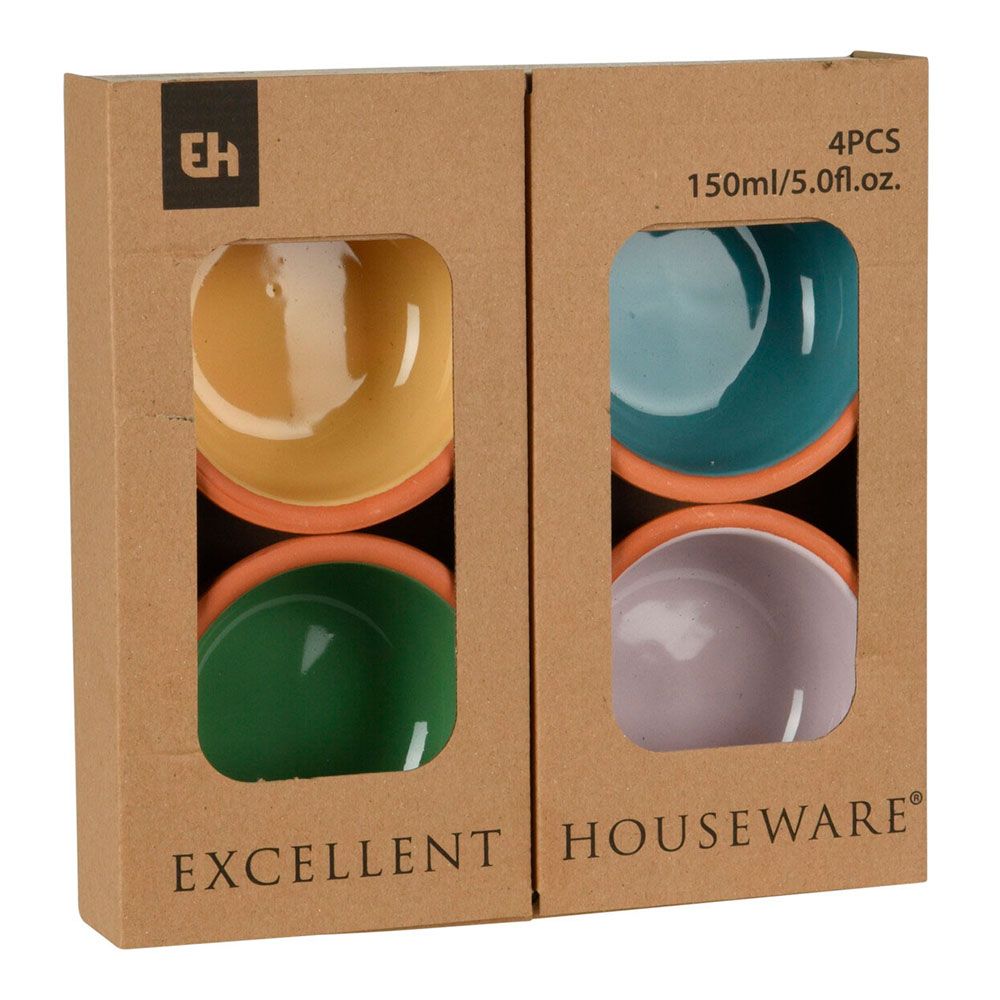 EXCELLENT HOUSEWARE Conjunto de 4 taças para aperitivos de barro em cores sortidas 150 ml ø10,4 x 4,2 cm - Image 2