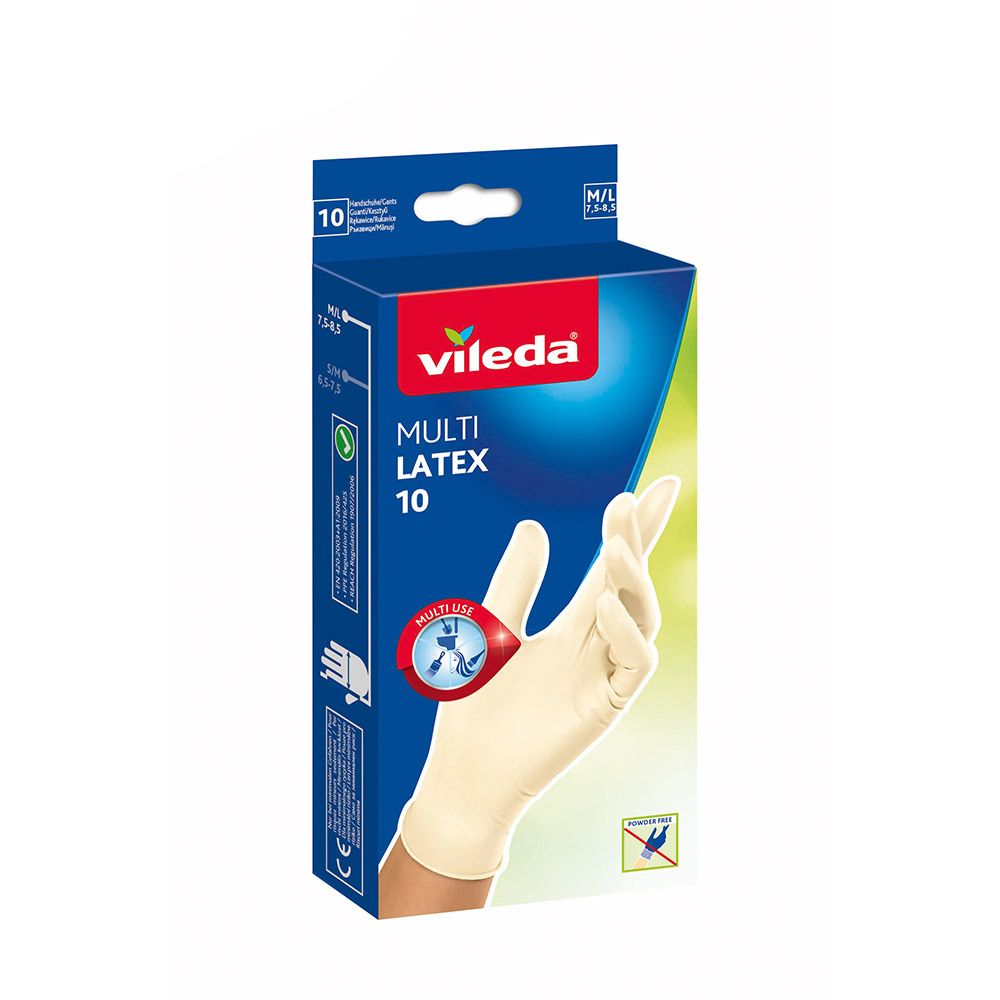 VILEDA Luva multi látex 10 unidades tamanho m/l