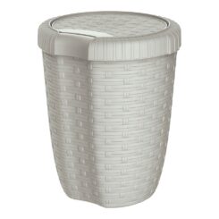 Balde com tampa 8L Ø23x29cm (altura) COR creme imitação vime/rattan