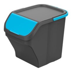 Balde stack N sort cinza com tampa azul 30 x 40 x 34 cm  25 l