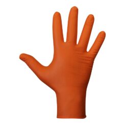 Luva de nitrilo, sem pó, descartável, com padrão de diamante, laranja, T-10, caixa 50 UDS