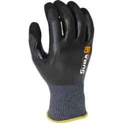 Luva de nylon totalmente revestida com nitrilo, preta, T-09