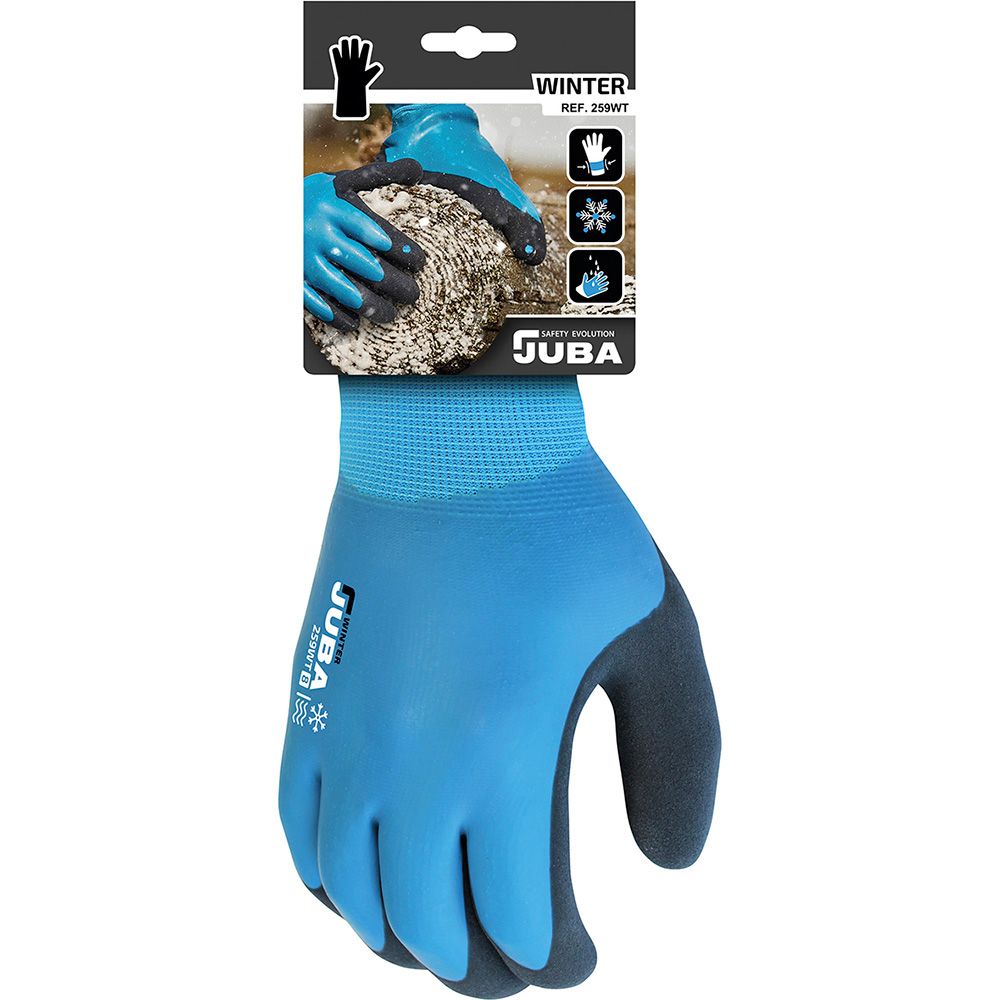 Luvas de poliéster com dupla camada de látex, para trabalho a frio, T-07
