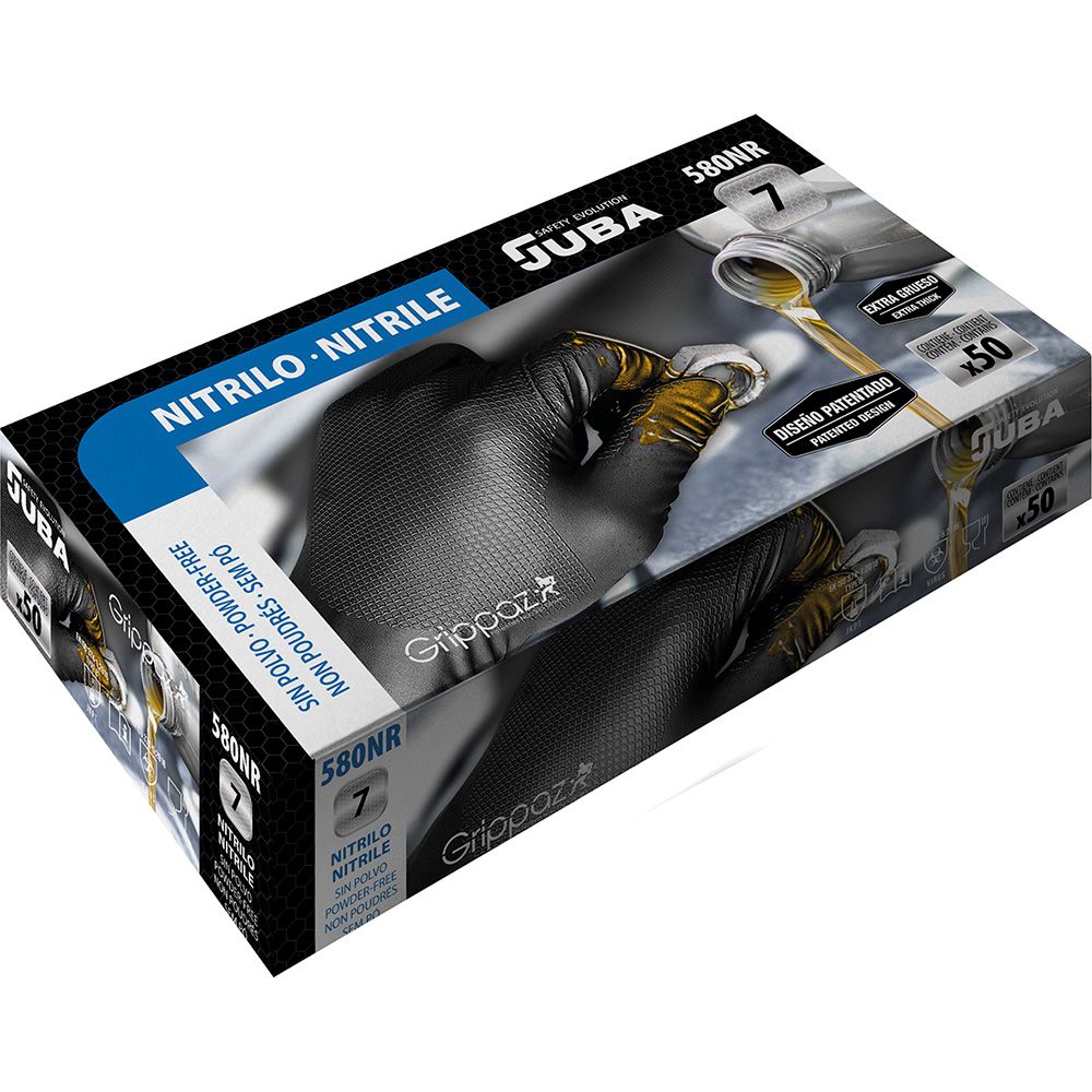 Luva de nitrilo, sem pó, descartável, preta, T-11, caixa 50 UDS - Image 3