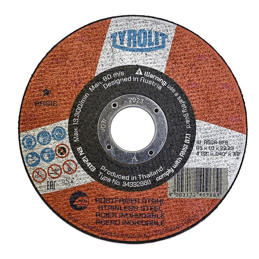 Disco de corte plano 41C Ø115 x 1,0 x 22,23 mm A60R-BFB