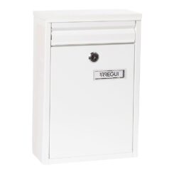 Caixa de correio externa única, pequena, corredor, aço, branco, 22 x 8 x 32 cm