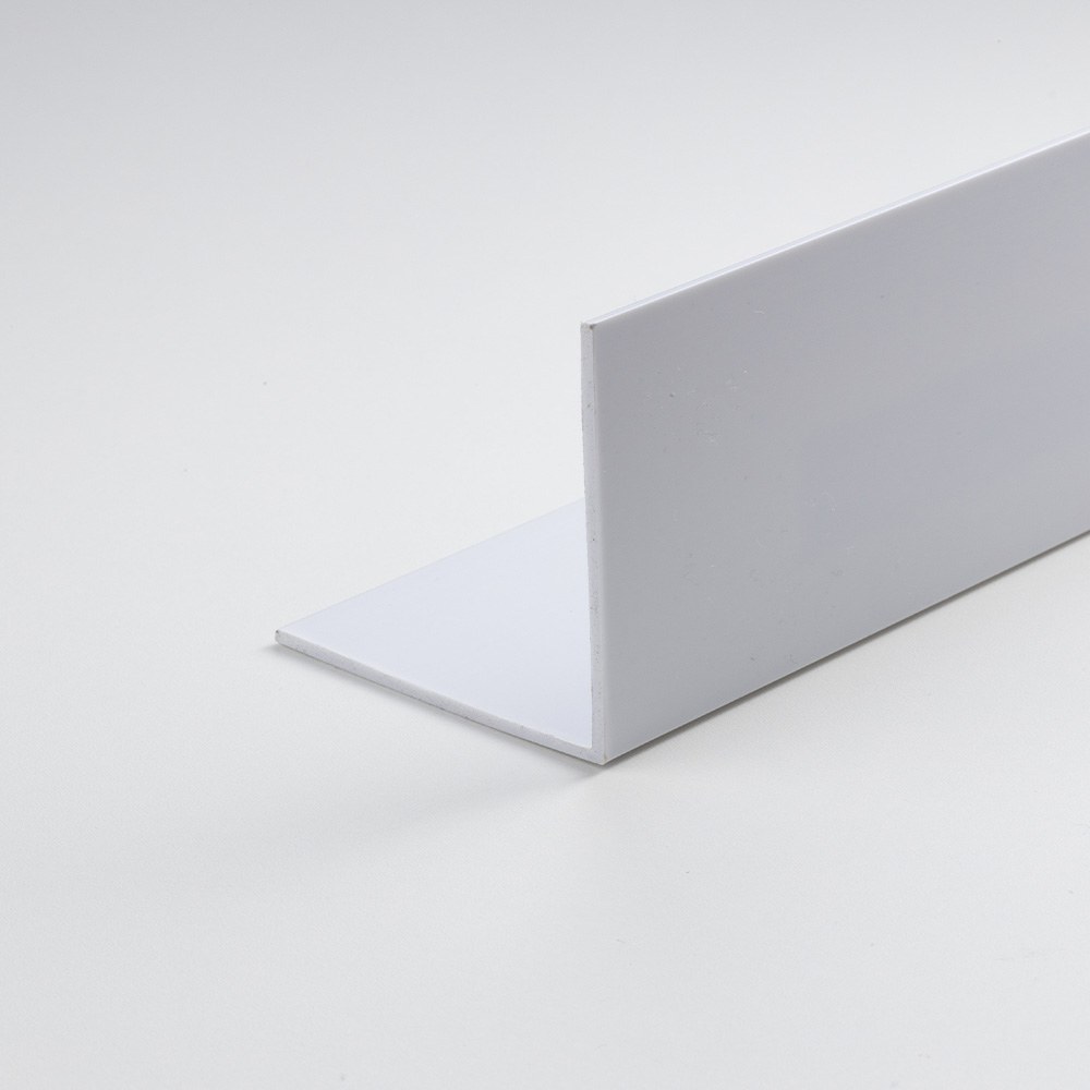Perfil angular DIY em PVC branco acetinado 2000 x 15 x 15 mm