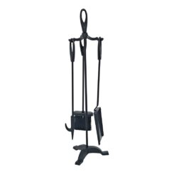Conjunto de lareira preto de 3 peças 19 x 68,5 cm