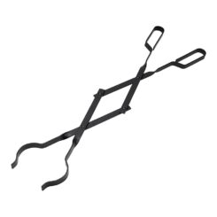 Pinças de chaminé metálicas, pretas, 63 cm