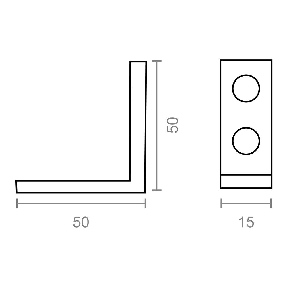 Ângulo de reforço AN02, aço zincado, 50 x 50 x 15 mm. 4 unidades - Image 4
