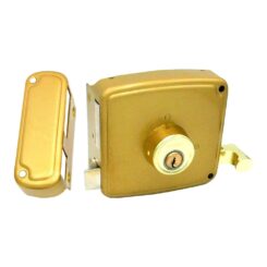 Fechadura de sobreposição CRS02 direita 50 x 100 mm pintada em dourado