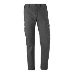 Calça cinza estilo road, com vários bolsos e tecido elástico, tamanho XXL.