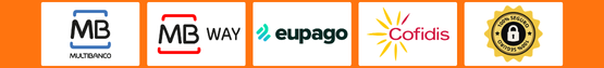 Meios de pagamento aceites: Multibanco, MB WAY, eupago, Cofidis